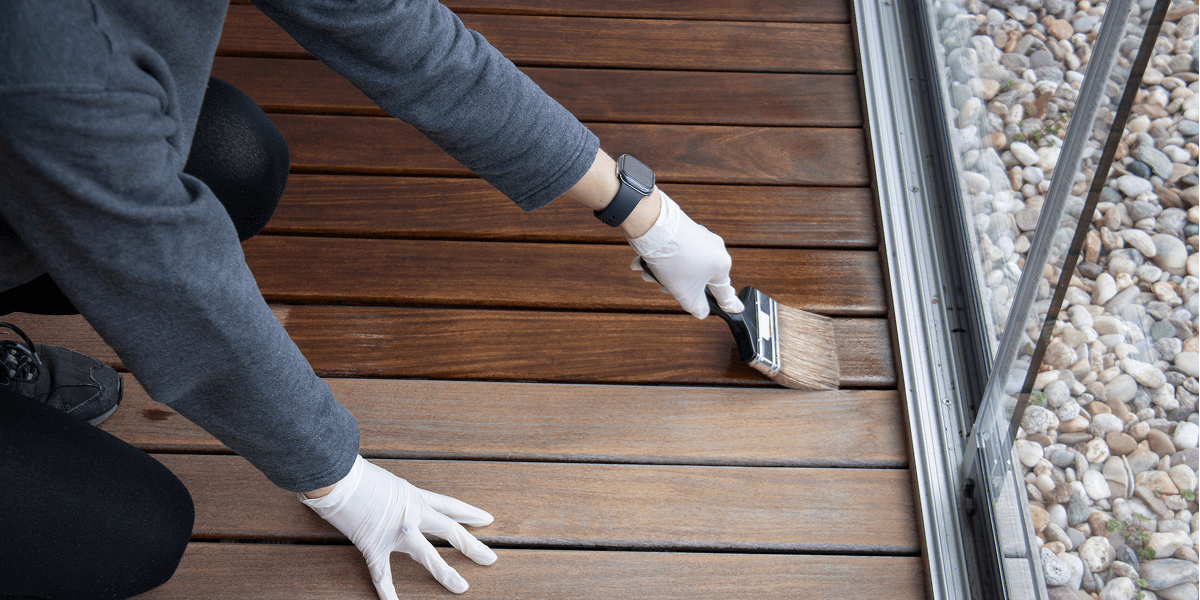 Applying finish to outdoor deck