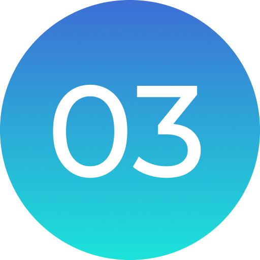 Number three on blue gradient circle