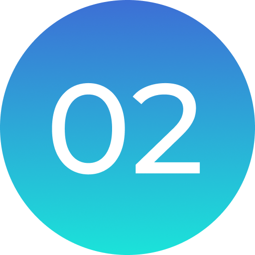 Number two on blue gradient circle