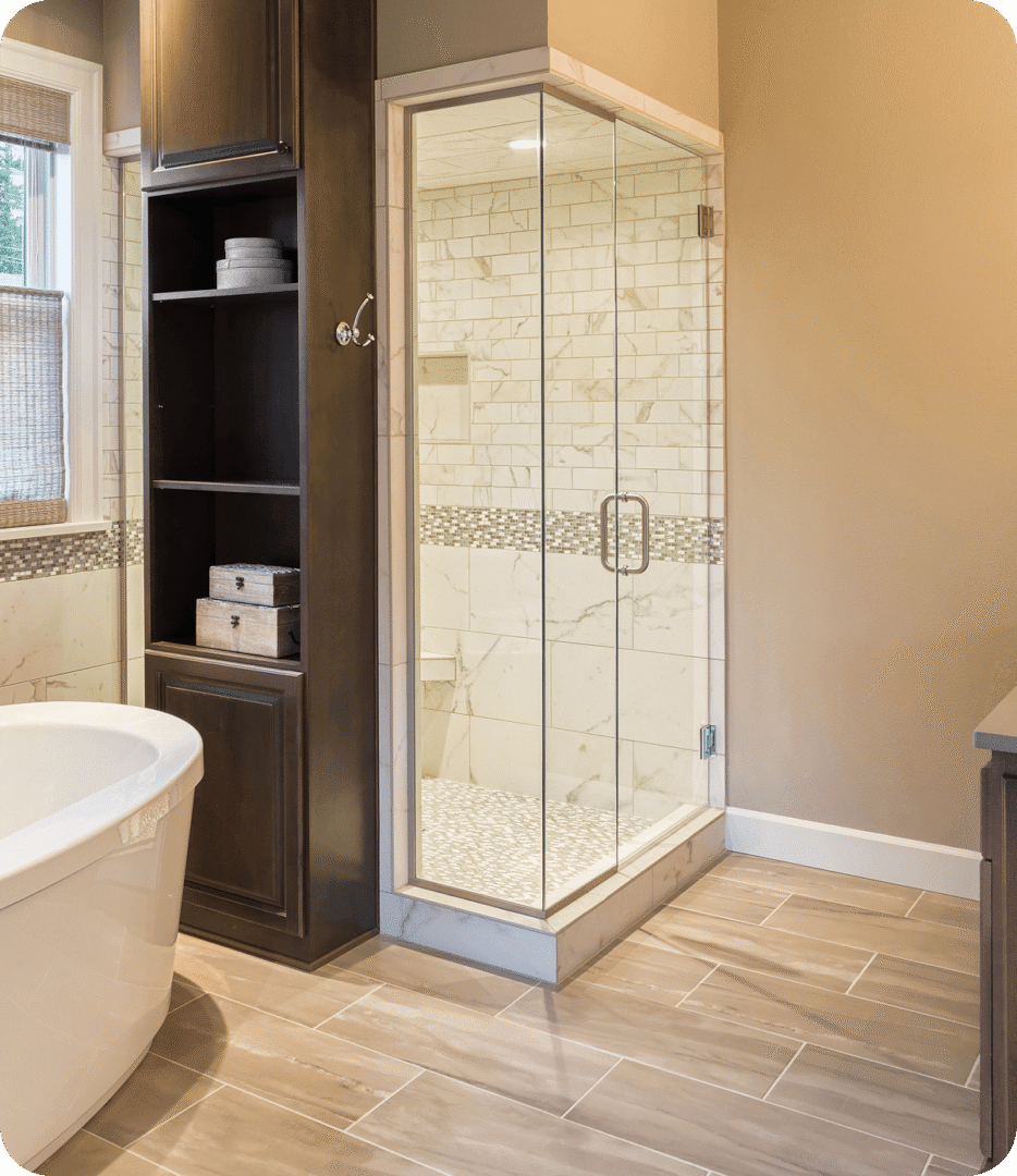 Modern bathroom with glass shower
