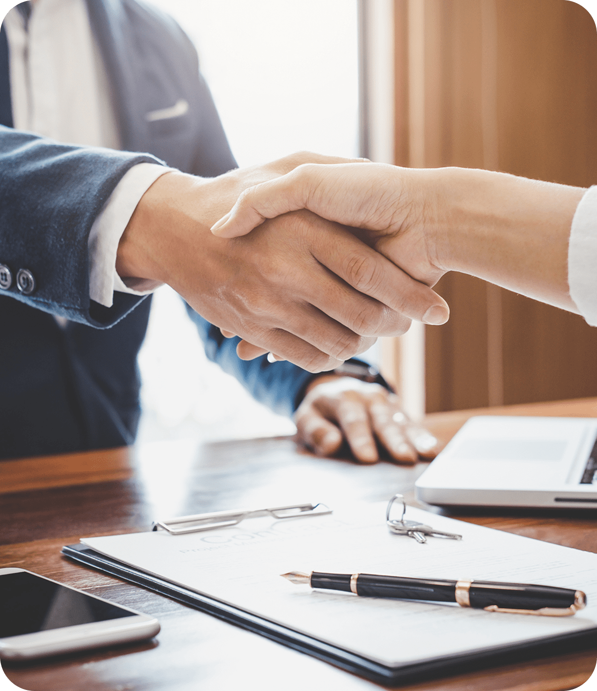 Professional agreement with handshake