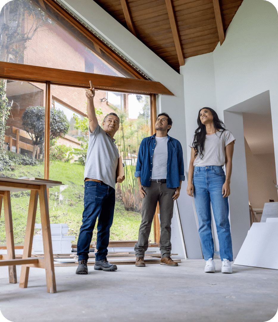 Group discussing home renovation plans